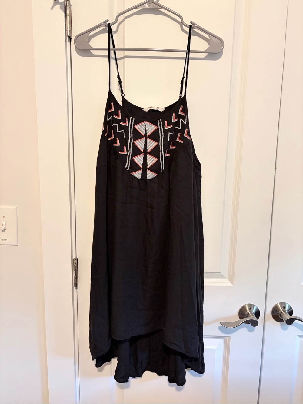 BB Dakota Black Embroidered Spaghetti Strap Dress